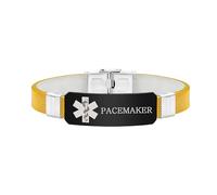 Zirconic Pulsera médica de alerta a la moda | Grabado láser personalizado & código QR actualizable | Placa de acero inoxidable resistente | Identificación rápida de emergencia ID（PACEMAKER）