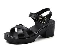 ZIRIA Sandalias de gladiador de tacón alto para mujer, cabeza abierta, sexy, tacón de bloque, zapatos de plataforma con hebilla de verano, talla 34-40