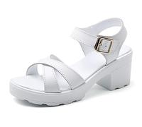 ZIRIA Sandalias de gladiador de tacón alto para mujer, cabeza abierta, sexy, tacón de bloque, zapatos de plataforma con hebilla de verano, talla 34-40