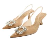 ZIRIA Sandalias de tacón alto con cabeza puntiaguda para mujer, Albaricoque A, 36 EU