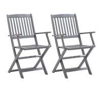 ZIRLANLV Juego de Sillas Plegables de Exterior 2/4/6/8 - Madera de Acacias, Fáciles de Limpiar, Plegables, Resistentes a la Intemperie, Ideales para Patio, Jardín, Terraza (Gris #01)