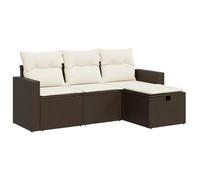 ZIRLANLV Juego de Sofás de Jardín con Cojines de 4 Piezas, Muebles de Jardín, Grupo de Asientos, Juego de Asientos, sofá Lounge (marrón y Crema #05)