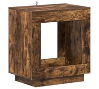 ZIRLANLV Mesa Auxiliar Moderna de Estructura Abierta, Mesita de Noche Cuadrada con Compartimento de Almacenamiento Abierto, Mesa Lateral Multifuncional para Dormitorio, Sala de Es (Roble Ahumado)
