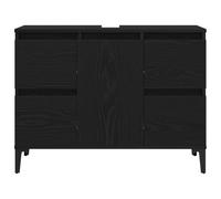 ZIRLANLV Mueble de Baño con Recorte para Fregadero, Moderno Gabinete de Almacenamiento Debajo del Fregadero con 4 Cajones y 1 Puerta, Organizador de Baño Independiente con Patas de Metal (roble negro)