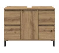 ZIRLANLV Mueble de Baño con Recorte para Fregadero, Moderno Gabinete de Almacenamiento Debajo del Fregadero con 4 Cajones y 1 Puerta, Organizador de Baño Independiente con Patas de Metal (Robles