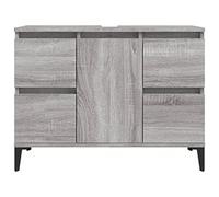 ZIRLANLV Mueble de Baño con Recorte para Fregadero, Moderno Gabinete de Almacenamiento Debajo del Fregadero con 4 Cajones y 1 Puerta, Organizador de Baño Independiente con Patas de Metal (Sonoma gris)