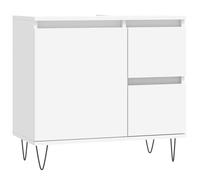 ZIRLANLV Mueble de Baño de Madera de Ingeniería - Tocador de Baño con Patas de Hierro - 2 Cajones y 1 Compartimento con Puerta, 65x33x60 cm (Blanca)