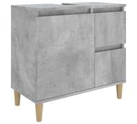 ZIRLANLV Mueble de Baño - Tocador de Baño con Patas de Madera Maciza - 2 Cajones y 1 Compartimento con Puerta, 65x33x60 cm, Madera Contrachapada (Gris)