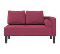 ZIRLANLV Sofá Doble Chaise Lounge de Terciopelo, Moderno Sofá Sillón de 2 Plazas con Reposabrazos Derecho y Cojín Cilíndrico, Sillón Compacto para Sala de Estar, Dormitorio y Espacios (Vino Tinto)