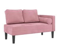 ZIRLANLV Sofá Doble Chaise Lounge de Terciopelo, Moderno Sofá Sillón de 2 Plazas con Reposabrazos Derecho y Cojín Cilíndrico, Sillón Compacto para Sala de Estar, Dormitorio y Espacios (Rosa)