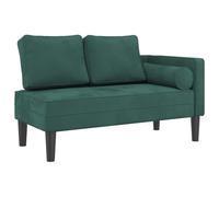 ZIRLANLV Sofá Doble Chaise Lounge de Terciopelo, Moderno Sofá Sillón de 2 Plazas con Reposabrazos Derecho y Cojín Cilíndrico, Sillón Compacto para Sala de Estar, Dormitorio y Espacios (Verde Oscuro)