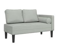 ZIRLANLV Sofá Doble Chaise Lounge de Terciopelo, Moderno Sofá Sillón de 2 Plazas con Reposabrazos Derecho y Cojín Cilíndrico, Sillón Compacto para Sala de Estar, Dormitorio y Espacios (Gris Claro)