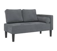 ZIRLANLV Sofá Doble Chaise Lounge de Terciopelo, Moderno Sofá Sillón de 2 Plazas con Reposabrazos Derecho y Cojín Cilíndrico, Sillón Compacto para Sala de Estar, Dormitorio y Espacios (Gris Oscuro)