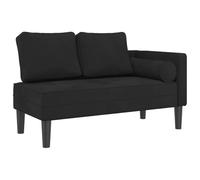 ZIRLANLV Sofá Doble Chaise Lounge de Terciopelo, Moderno Sofá Sillón de 2 Plazas con Reposabrazos Derecho y Cojín Cilíndrico, Sillón Compacto para Sala de Estar, Dormitorio y Espacios (Negra)