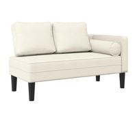 ZIRLANLV Sofá Doble Chaise Lounge de Terciopelo, Moderno Sofá Sillón de 2 Plazas con Reposabrazos Derecho y Cojín Cilíndrico, Sillón Compacto para Sala de Estar, Dormitorio y Espacios (Crema)