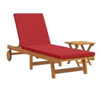 ZIRLANLV Tumbona de Madera Maciza de Acacias, Silla Reclinable Plegable (Opcional con/sin Mesa y cojín) con Respaldo Ajustable, Ruedas, para Jardín, Piscina, Patio (Roja #21)