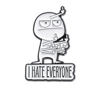 ZIRYXQ - Broche con divertido texto en inglés "I Hate Everyone" (Odio a todo el mundo), divertido pin con gesto de levantar el dedo medio, expresa el estado de ánimo, divertido regalo para mujer, No