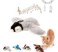 ZIRYXQ Juguetes para gatos que aletean pájaro, juguetes para gatos recargables, pájaro volador, gorrión con tweet de chirp realista, juguete interactivo para gatos, juguetes de ejercicio para todas