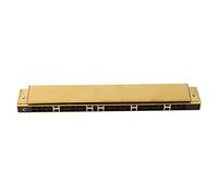 Zisemeil Armónica de llave C amplia gama polifonía acero inoxidable ABS armónica de boca para amantes de la música tamaño oro 8,3 x 1,2 x 1 pulgadas (oro)