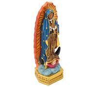 Zisemeil Figura de Christian Guadalupe, estatua de la Virgen María pintada a mano con hermosos detalles y colores ricos para decoración de mesa de oficina en casa