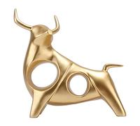 Zisemeil Golden Bull Escultura de resina hueca de la suerte Feng Shui Bull estatua para decoración de escritorio de oficina y hogar