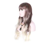 Zisemeil Golden Gradient Long Wave Peluca Suave y Transpirable Ondas Rizadas Resistente a Alta Temperatura Gradiente Dorado Onda Larga Pelucas de Pelo Rizado para Mujeres