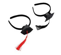 Zisemeil Mini Diademas para Sombrero de Graduación, 2 uds., Diademas únicas con Gorro de Soltero con Borlas Rojas y Negras para Accesorios para el Cabello