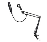 Zisemeil Soporte de Brazo de Suspensión Ajustable con Filtro Pop de Doble Pantalla para Grabar Voces, Podcasts y Más, Material de Plástico y Hierro