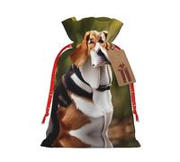 ZISHAK Beagle Dog - Bolsa de regalo con cordón de arpillera delicada para perro, bolsa de regalo de tela artesanal perfecta para Navidad