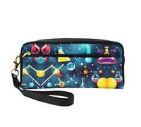 ZISHAK Bolsa de maquillaje portátil con estampado de lunares en blanco y negro, diseño fácil de viajar, mini bolsa de maquillaje versátil, Química científica abstracta, Talla única