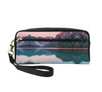 ZISHAK Bolsa de maquillaje portátil con estampado de mariposas moradas, diseño fácil de viajar, mini bolsa de maquillaje versátil, Lago y puesta de sol, Talla única