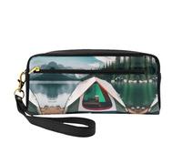 ZISHAK Bolsa de maquillaje portátil con impresión de rosas rojas, diseño fácil de viajar, mini bolsa de maquillaje versátil, Camping en el lago, Talla única
