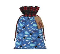 ZISHAK Bolsa de regalo con cordón de arpillera con diseño de ballena, versátil bolsa de regalo de arte de tela para festividades