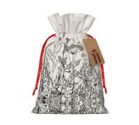 ZISHAK Bolsa de regalo con cordón de arpillera con grabado botánico de hierbas florales, bolsa de regalo ideal para regalos delicados