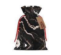 ZISHAK Bolsa de regalo con cordón de arpillera delicada de mármol negro y oro rosa, bolsa de regalo de tela artesanal perfecta para Navidad
