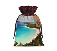 ZISHAK Bolsa de regalo de arpillera con cordón de empalme de Isla de Cuba: una bolsa de regalo reutilizable de arpillera de Navidad para todas tus necesidades