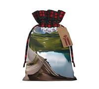 ZISHAK Bolsa de regalo de arpillera con cordón de empalme del Parque Nacional Glacier: una bolsa de regalo reutilizable de arpillera de Navidad para todas tus necesidades