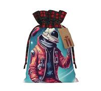 ZISHAK Bolsa de regalo de arpillera con cordón de unión de galaxia Cool Man In Outer Space: una bolsa de regalo reutilizable de arpillera de Navidad para todas tus necesidades
