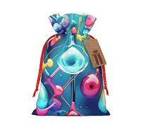 ZISHAK Bolsa de regalo de Navidad con cordón 3D con diseño de ilustración de química y ciencia abstracta, con atractivo rústico, para todas tus necesidades de regalo