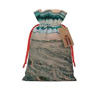 ZISHAK Bolsa de regalo de Navidad con cordón con diseño de puesta de sol de playa, con atractivo rústico, para todas tus necesidades de regalo
