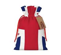 ZISHAK Bolsa de regalo de Navidad con cordón de bandera del Reino Unido, con atractivo rústico, para todas tus necesidades de regalo