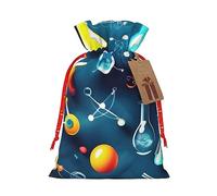 ZISHAK Bolsa de regalo de Navidad con cordón de ciencia abstracta y química, con atractivo rústico, para todas tus necesidades de regalo