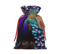 ZISHAK Bolsa de regalo de Navidad con cordón de pavo real morado, con atractivo rústico, para todas tus necesidades de regalo