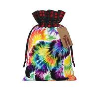 ZISHAK Bolsa de regalo de tela teñida con diseño de oso bailando, delicadamente diseñada para ocasiones especiales, ideal para festivales y aniversarios