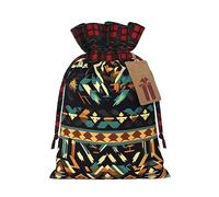 ZISHAK Bolsas de regalo de Navidad con cordón con diseño de nativos americanos, bolsas de regalo reutilizables para todas las ocasiones