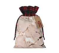 ZISHAK Bolsas de regalo de Navidad con cordón de mármol de oro rosa, bolsas de regalo reutilizables para todas las ocasiones