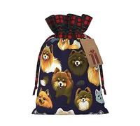 ZISHAK Bolsas de regalo de Navidad con cordón para muchas pomeranias, bolsas de regalo reutilizables para todas las ocasiones, Patrón de muchos pomeranias, 1 count (Pack of 1)