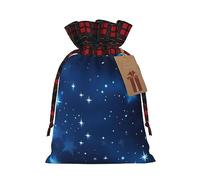 ZISHAK Bolsas de regalo de Navidad con diseño de estrellas brillantes azules con cordón encantador, bolsas de regalo reutilizables para todas las ocasiones