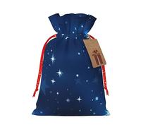 ZISHAK Bolsas de regalo de tela con cordón con patrón de estrellas brillantes azules, bolsas de regalo ideales para cualquier ocasión