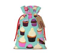 ZISHAK Bolsas de regalo de tela con cordón con patrón de magdalenas, bolsas de regalo ideales para cualquier ocasión